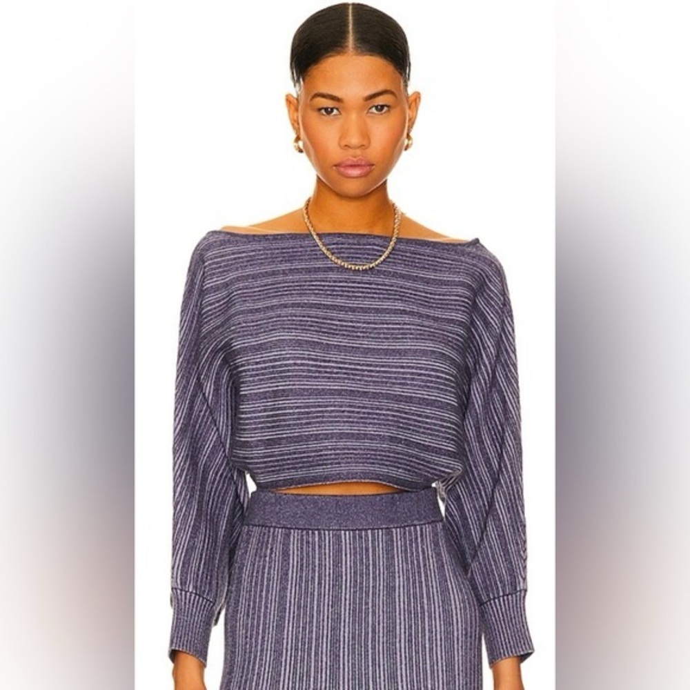 Women's Purple Striped Boatneck Sweater